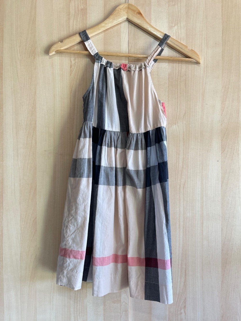 Girls Pink and Black Stripe Halter Sundress